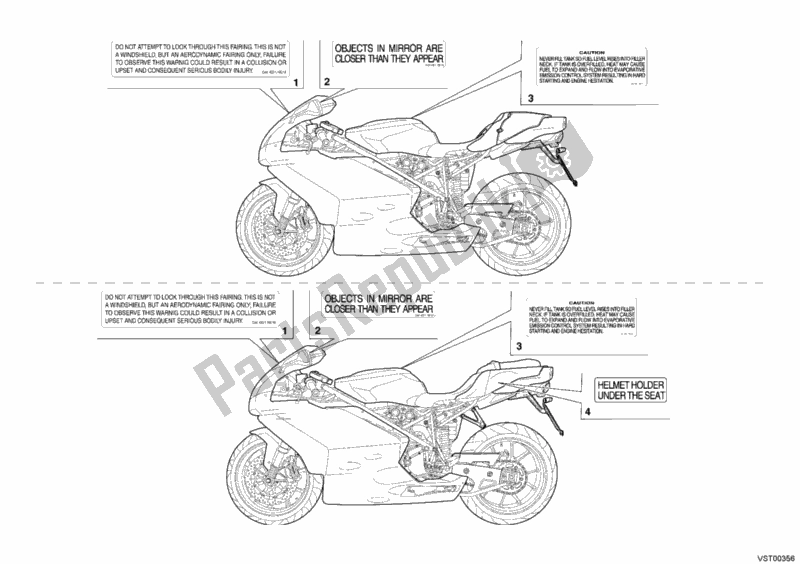 Wszystkie części do Etykiety Ostrzegawcze Usa Ducati Superbike 999 S AMA Replica 2007